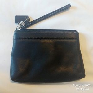 Leather Scoop Wristlet Bag
